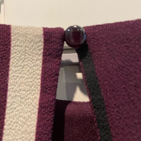 As U Wish V-Neck Tie Front Cropped Jumpsuit Purple Tan Stripe Size Large - Picture 8 of 10